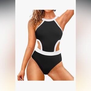 Holipick One Piece Swimsuit Cutout High Neck Bathing Suits Tummy Control XL​